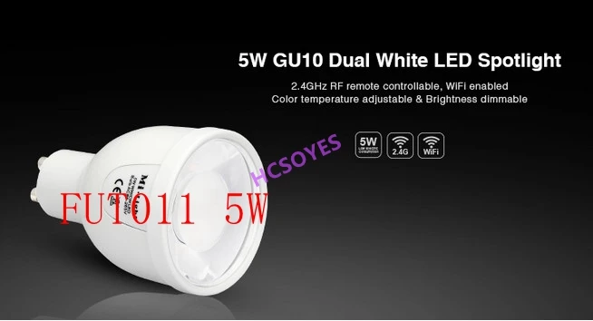 Milight GU10 FUT011 5 Вт двойной белый/FUT018 5 Вт RGBW/FUT103 4 Вт RGB+ CCT Светодиодный прожектор нужен 2,4 ГГц RF wifi Пульт дистанционного управления AC100~ 240 В