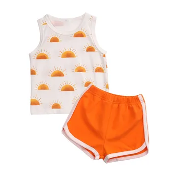 

0-24M Baby Boys Summer Clothing Newborn Baby Boy Girls Sleeveless Print Vest Tops+Shorts Pants Toddler Cotton Tracksuits Outfits
