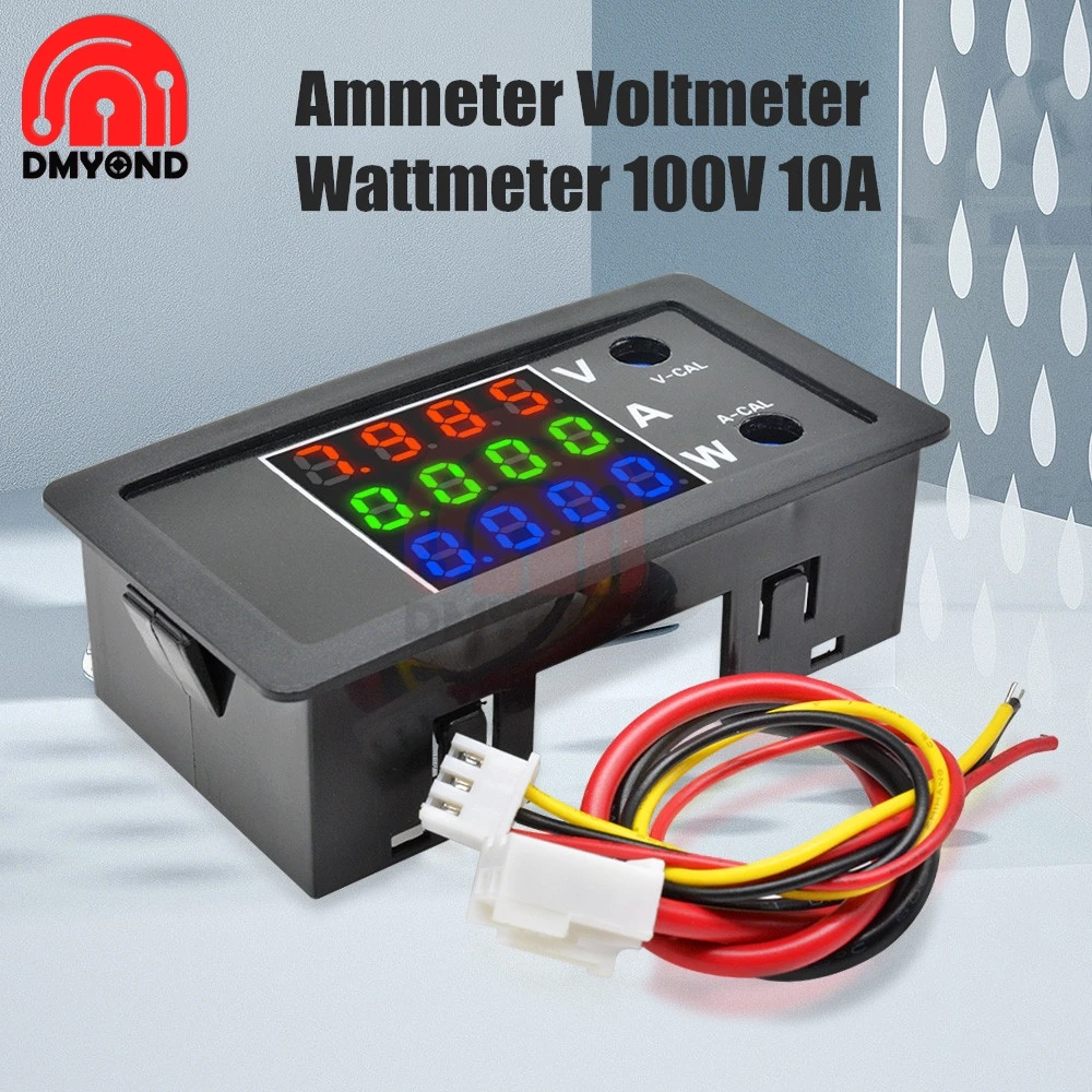 Постоянный ток 0-100 в 10 А 1000 Вт светодиодный цифровой вольтметр Амперметр ваттметр Напряжение Ток питание счетчик энергии тестер монитор