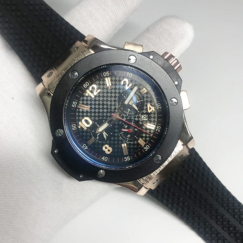 

Mens watch black dial automatic self winding glide smooth second hand rubber strap good quality watch