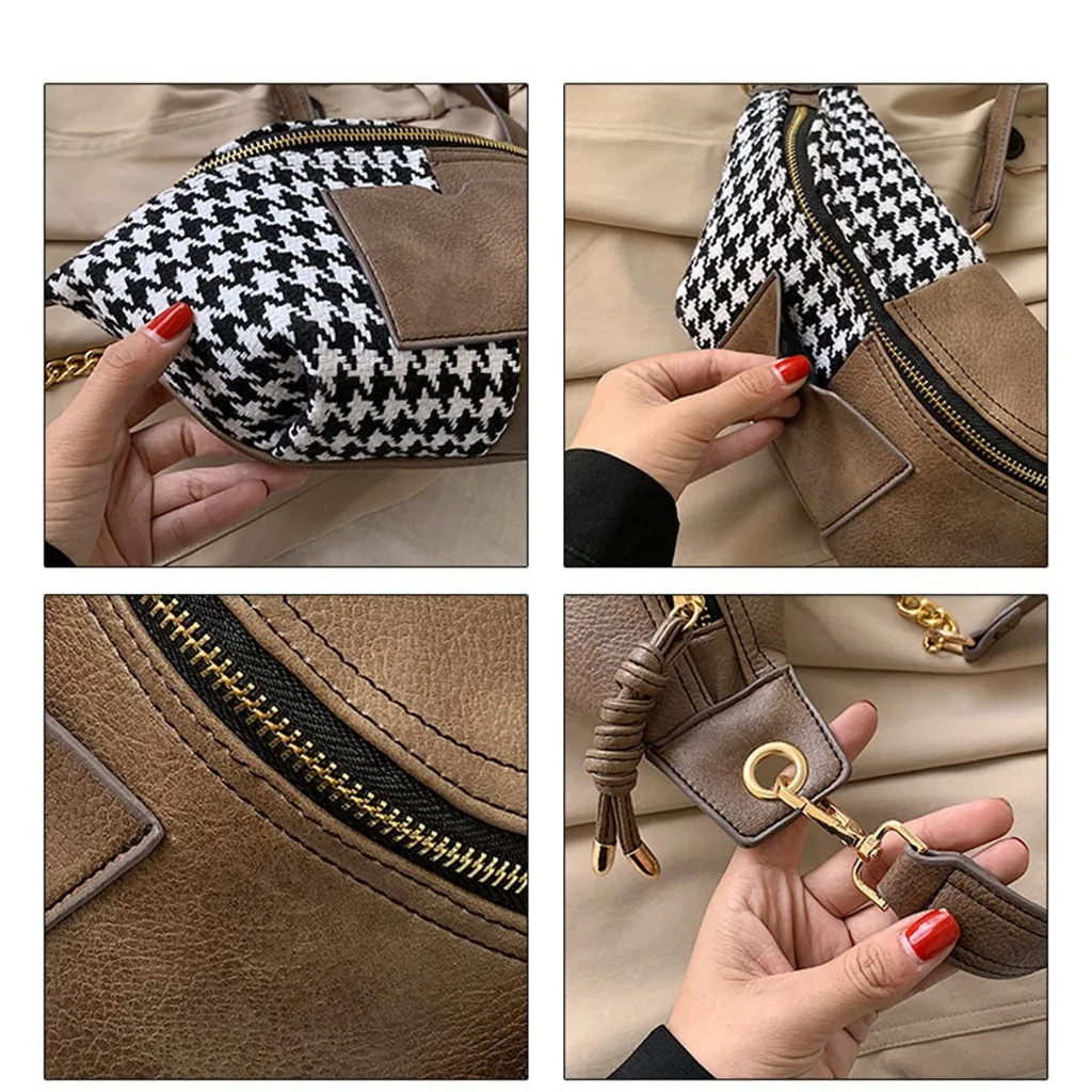 Women's New Chest Bag Stitching Woolen Wild Chain Pocket