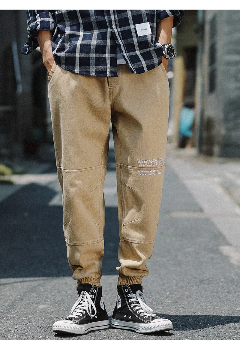 Fashion Streetwear Men Jeans Loose Fit Spliced Designer Denim Cargo Pants Harem Jeans Men Japanese Style Hip Hop Joggers Jeans