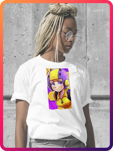 Camiseta blanca de Brawl Stars para mujer, ropa para juego, juego, cuervos,  chicas, japonesas, blancas, 9583