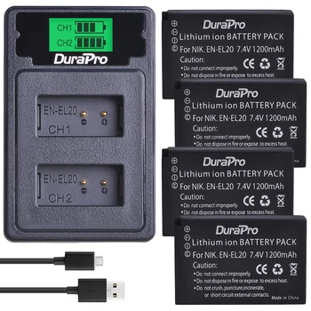 

Durapro 1200mAh EN-EL20 EN EL20 Camera Battery + LCD USB Dual Charger with Type C For Nikon 1 J1 J2 J3 S1 Coolpix A1 AW1 Camera