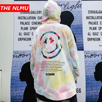 

Hoodies Men Harajuku Japanese Style Dye Color Print Pullover Sweatshirts Streetwear Fashion Hip Hop Casual Hooded Tops WG453