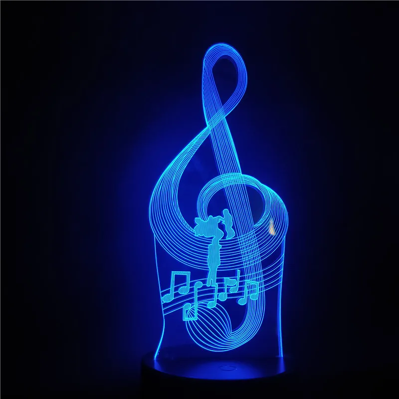 Music Note Visual 3D Night Lights 7-Color Changing Acrylic Home Decoration Lamp 