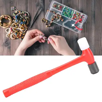 

Mini Double Head Hammer Ergonomic Handle Designs Comfortable to Hold Jewelry Making Repairing Tool Accessory (Red Handle)