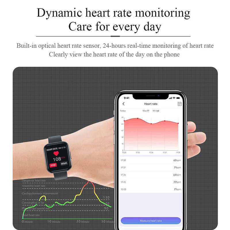 MKS6 Smartwatch IP67 Waterproof Wearable Device Bluetooth Pedometer Heart Rate Monitor Color Display Smart Watch For Android/IOS