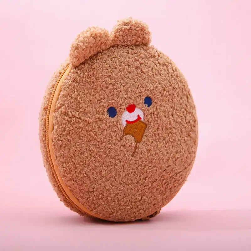 Коричневый Bentoy, косметичка для девочек, чехол Milkjoy, женская косметичка, милая, Корея, Япония, сумки для хранения, мягкий медведь, фланелевый косметический держатель, большие сумки - Цвет: Коричневый