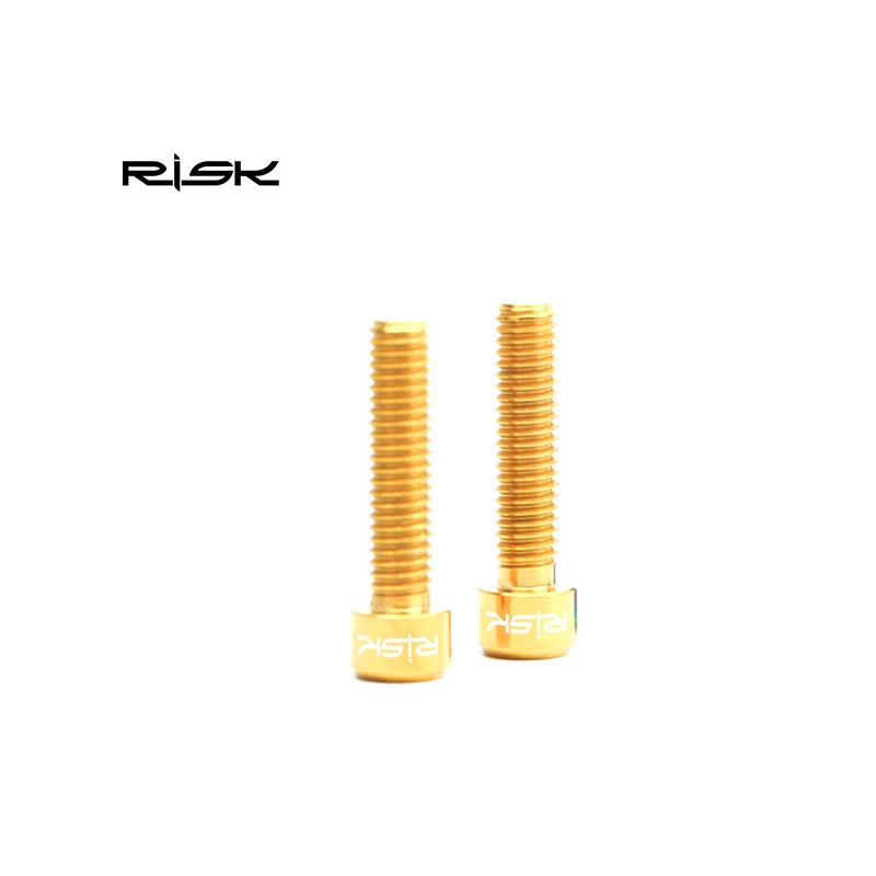 Gold Риск 2 шт. M6x25mm велосипед из титанового сплава дисковые тормозные болты суппорта MTB горный велосипед дисковые тормоза удерживающие удлиненные винты M6* 25 - Цвет: Gold