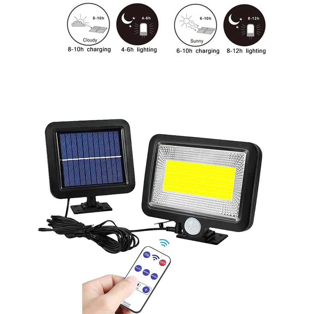 

100 LED solar Light Garden Lamp Outdoor Wall Body Induction Motion Sensor Led Super Bright Courtyard Waterproof Lamp seperable 5