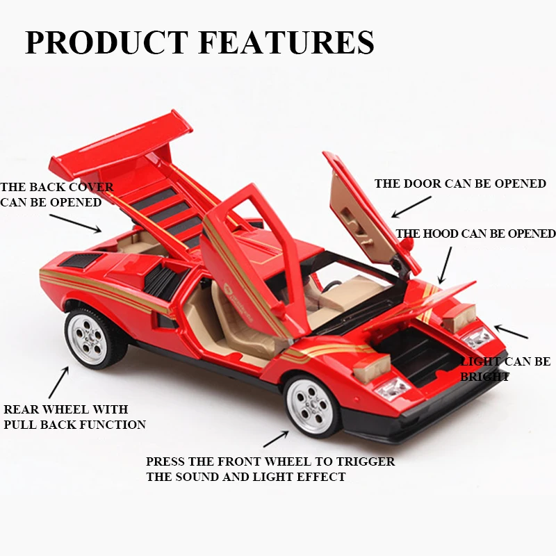 1:32 Lamborghinis Contash Devil сплав модель автомобиля литая модель игрушечного автомобиля высота моделирования игрушки автомобили для детей рождественские подарки