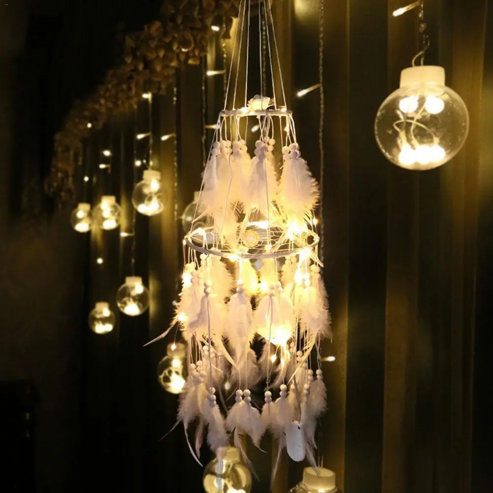 

Innovative Night Light Double Dream Catcher Wind Chime Light Window String Light Bedroom Decoration Night Lamp for Girls