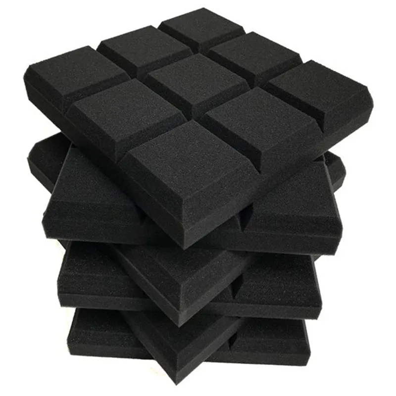 Promotion! 6 Pack 30X30X5cm Acoustic Foam Panels Beveled 9 Block Tiles Sound Wedges Soundproof Insulation Absorb | Строительство и