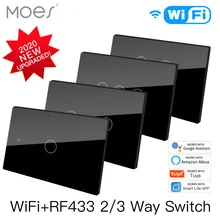 Smart Glass Panel Switch Smart Life/Tuya App Multi-Control Association, Voice Control with Alexa,Google Home,1/2/3/4 Gang