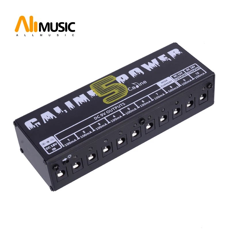 Caline CP-05 Effect pedals power supply with blue LED light 8 way DC 9V & 1 12V 18V With Gold Connector | Музыкальные