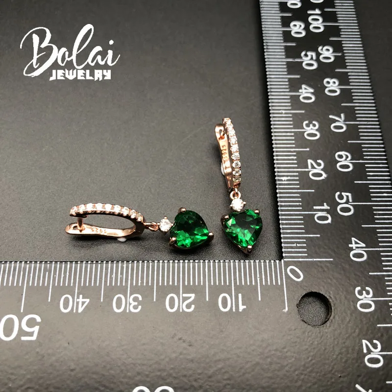 Bolaijewelry, создан нано зеленый изумруд застежка серьги 925 стерлингового серебра розовое золото ювелирные украшения для девочек хороший подарок на день рождения