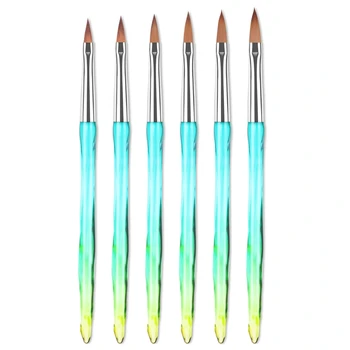 

6Pcs/set Nail Art Brush Rainbow Color Acrylic Nail Art Crystal Brush UV Gel Builder Painting Manicure Tool Nail Art Set