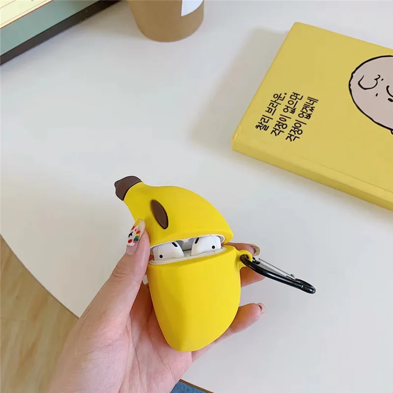 Для AirPod 2 Чехол 3D фрукт банан мультфильм мягкий силиконовый беспроводной кожухи головных телефонов для Apple Airpods чехол милый чехол Funda