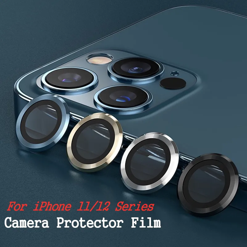 Защита объектива камеры для iPhone 12 13 Pro Max металлическое кольцо Закаленное стекло