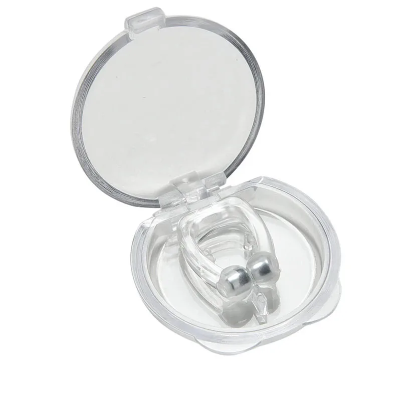 2/4 Pc Magnetic Anti Snoring Device Silicone Anti Snore Stopper Nose Clip Tray Sleeping Aid Apnea Guard Night Device With Case