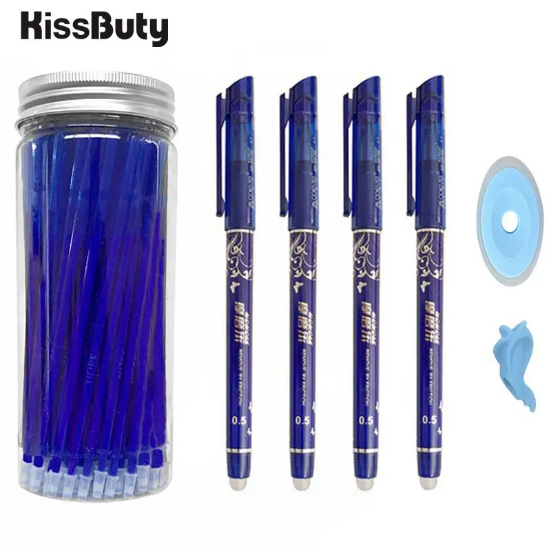 

106Pcs/lot 0.5mm Erasable Gel Pen Blue/Black Ink Washable Handle Magic Erasable Pens Refill Rod Set For School Writing Tools