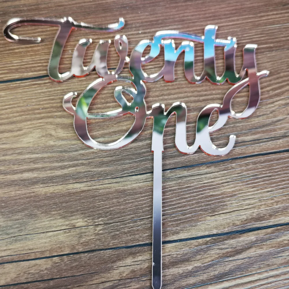 Twenty One 21st Birthday Cake Topper, color rose gold Acrylic Cake Topper , 21st Anniversary  Wedding Cake Topper Decor Supplies (2)