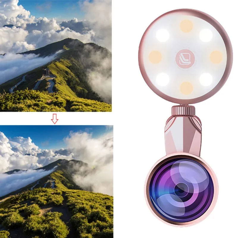 Mobile Phone Lens Fill Light for Rk19S Wide-Angle Macro Mobile Phone Special Beauty Effect Lens With Fill Light