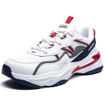 

Men Sneaker Mesh Breathable Thick Soft Bottom New Fashion Lace-Up Anti-Slip Couple Clunky Sneaker Running Footware