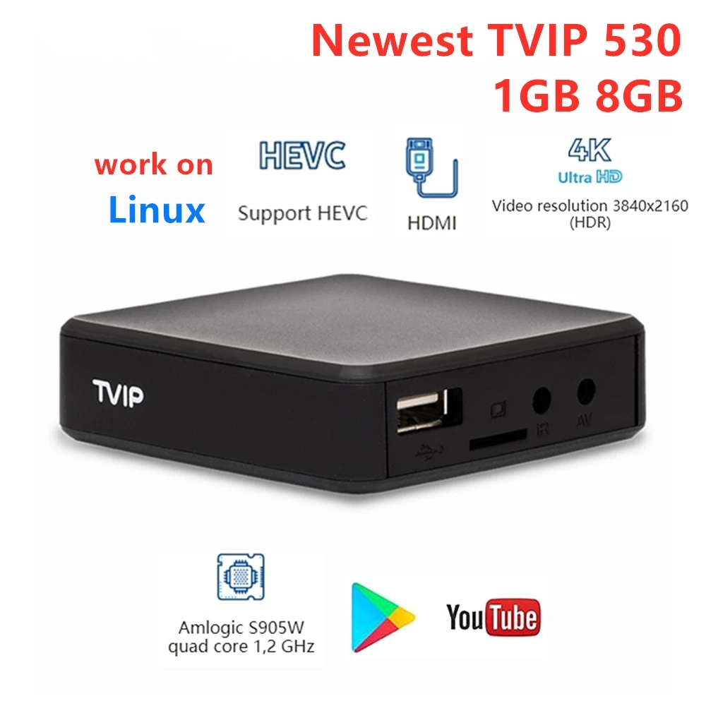 TVIP v530 Amlogic S905W Linux iptv поддержка URL m3u link на 530 В. ТВ-приставка | Электроника