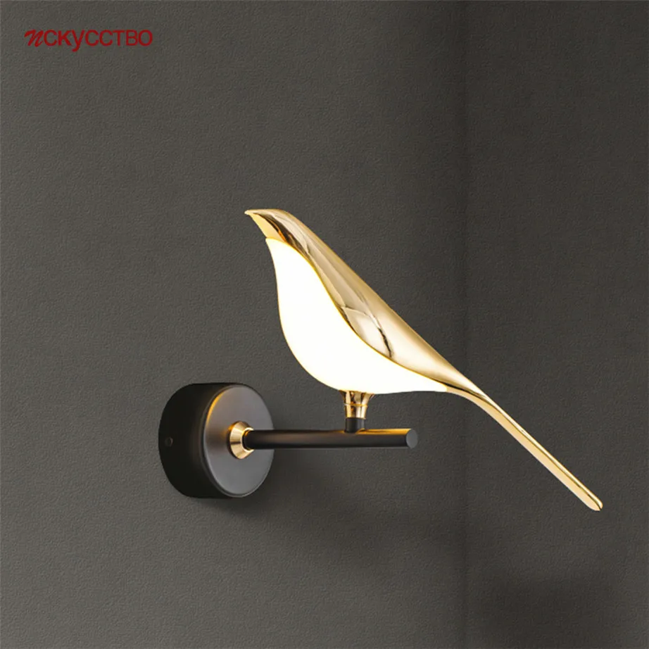 

Luxury Home Deco Gold Bird Led Wall Lamp For Dining Room Hotel Corridor Stairs Designer Art Metal Sconce Indoor Lighting Fixture