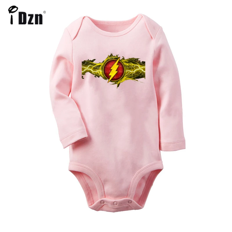 DC Comical the Flash Symbol, супергерой, Перфорированный Круглый стрела, боди для новорожденных, ползунки для малышей, комбинезон с длинными рукавами, одежда - Цвет: JcBaby2104PC