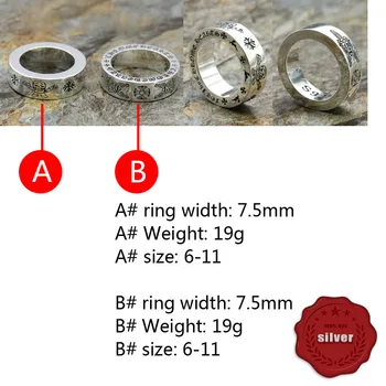 

A104 925 sterling silvery ring creative personality fashion popular jewelry couple punk jewelry hip-hop style skull cross flower