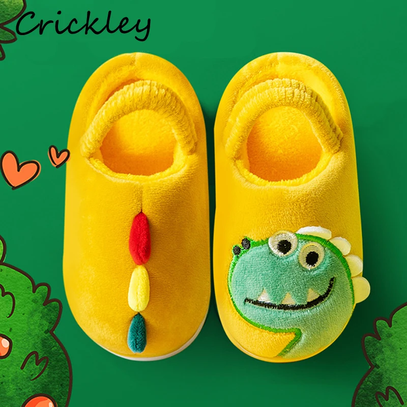 Girls Slippers Home-Shoes Winter Children Dinosaur Toddler Boys Kids Warm Cute Cartoon