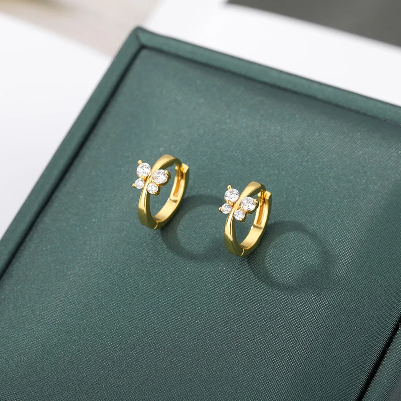 Circle Hoop Zircon Butterfly Earring For Women