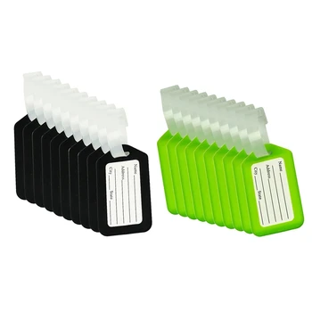 

20Pcs Luggage Tags Suitcase Label Bag Travel Accessories Black & Green