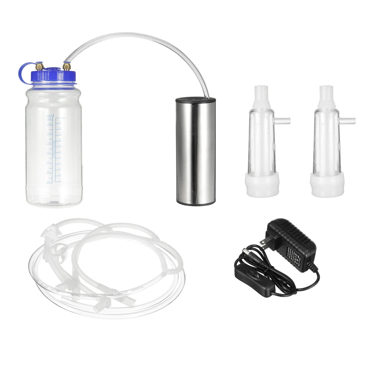 

Hot 2L Electric Impulse Cow Goat Sheep Milker Tank Vacuum Pump Double Heads Silicone Hose Electric Milking Machine Livestock Goa