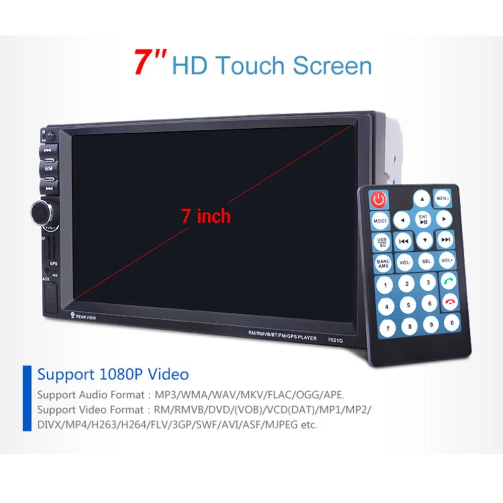 7021G 7-Inch 1080P HD Touch Screen Car MP5 Player GPS Navigation Handsfree Bluetooth FM Radio Tuner AUX Audio Input