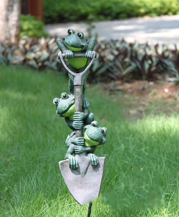 

American Resin Frog Shovel Flower Arrangement Ornaments Garden Courtyard Villa Figurines Crafts Outdoor Park Furnishing Decor