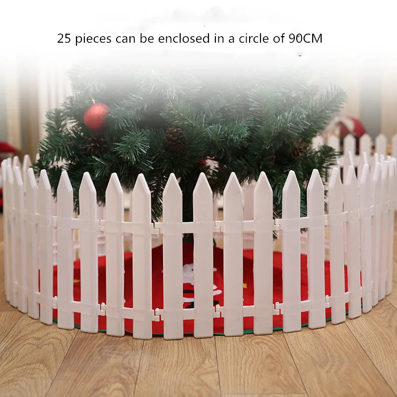

Christmas Celebration Tree Fence Scene Decoration Detachable Plastic Fence Plastic Fence White Plastic Fence6PCS