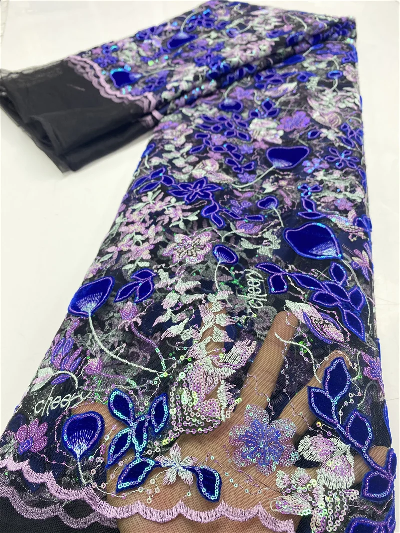 

Hot Sale African Sequins Lace Fabric 2020 High Quality Lace Nigerian French Tulle Mesh Lace Fabric For Bridal Material YA3638B-1