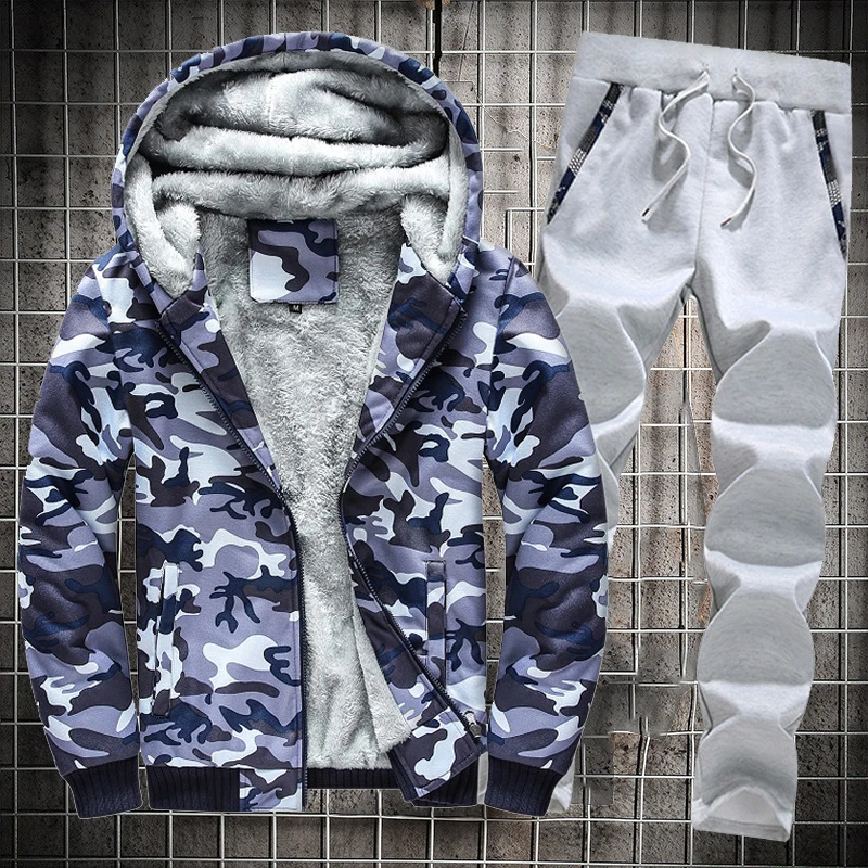 Jogging Suit Outfit Pants-Set Camouflage Hoodie Men Winter Fashion And Autumn Casual