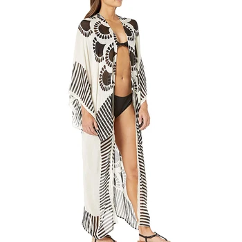 

Print Chiffon Beach Sarong Robe de Plage Beach Kimono Cover up Swim cover up for Women Cardigan Beach Pareo Beachwear Tunics