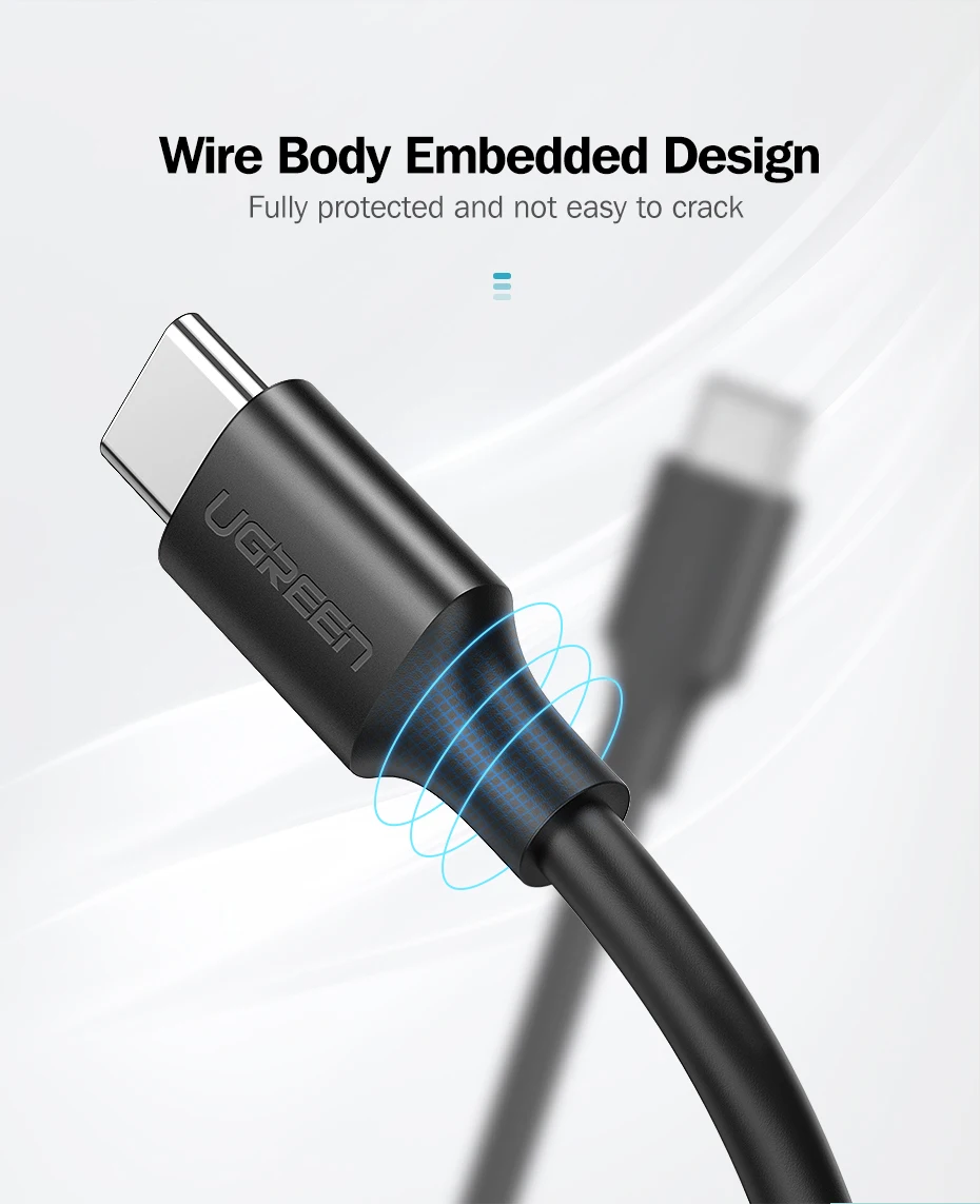 Ugreen 60 Вт USB C к usb type-C кабель для huawei mate 20 PD QC 4,0 Быстрая зарядка кабель для передачи данных для Macbook samsung S9 Plus USB C кабель