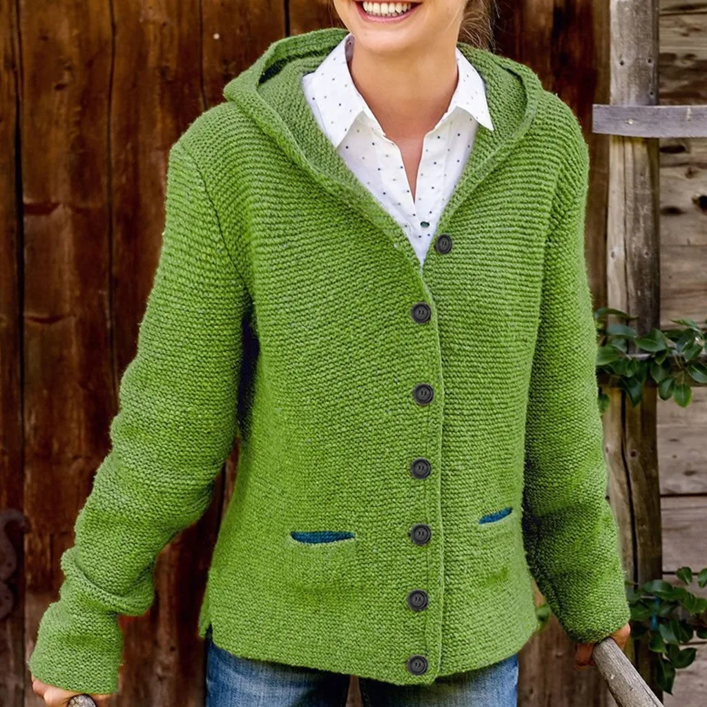 Womail Повседневный однотонный зимний модный вязаный свитер с карманами на пуговицах, женские топы, свободный однобортный свитер nouveaute