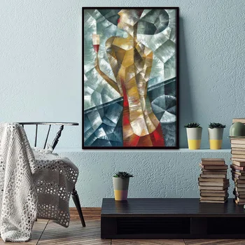 

Abstract Color City Buildings Painting Canvas Wall Art Modern Home Decor Oil Painting Print Geometry Woman Wall Pictures
