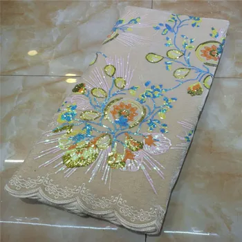 

2020 white Velvet Lace Sequins African Lace Fabric High Quality French Mesh sequins lace Fabric For Wedding Party purple