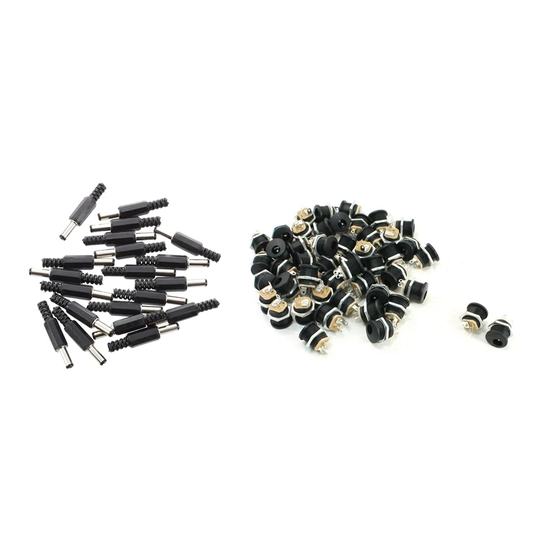 20Pcs 2.5 X 5.5Mm DC Power Male Plug With 50Pcs DC-022 5.5-2.1Mm Hole Threaded Nut Panel Mounting | Электроника