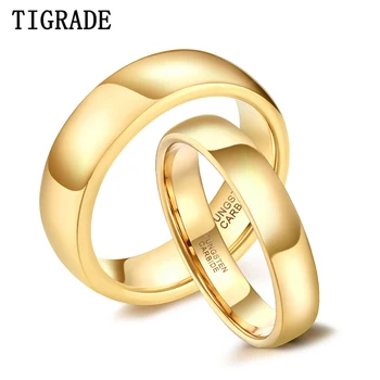 Tigrade Gold Color Tungsten Ring Couple Men Women Classic Wedding Engagement Band 2/4/6/8mm Special Write Engraving Name/Logo 1