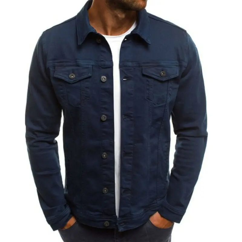 Новые мужские джинсы куртка Slim Fit карманами на пуговицах куртка Для мужчин комплект для мальчиков осенний шерстяной классическое, ретро, винтажное цвет: черный, синий мыть пальто